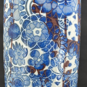 Stor oval blå Baca vase fra Royal Copenhagen