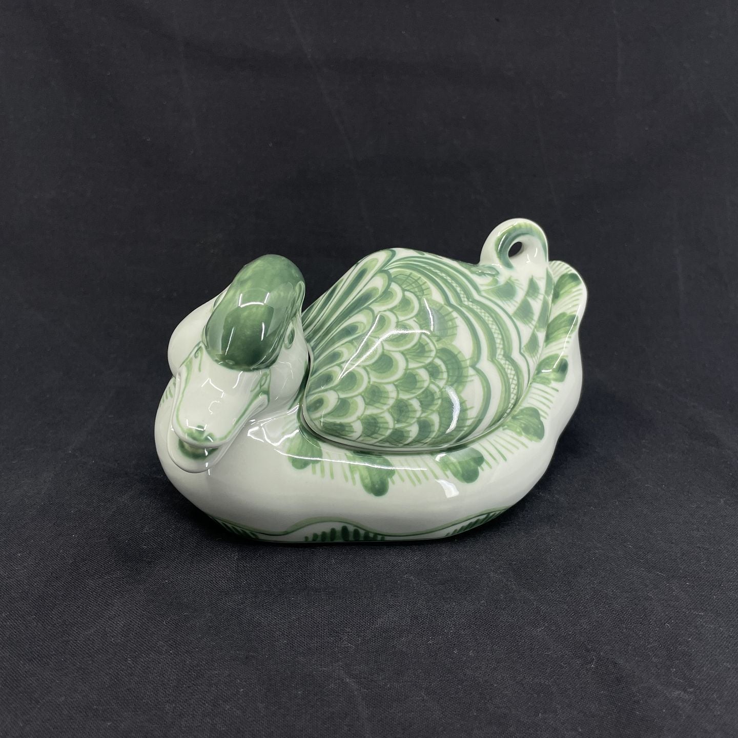 Green Tranquebar lidded duck bowl