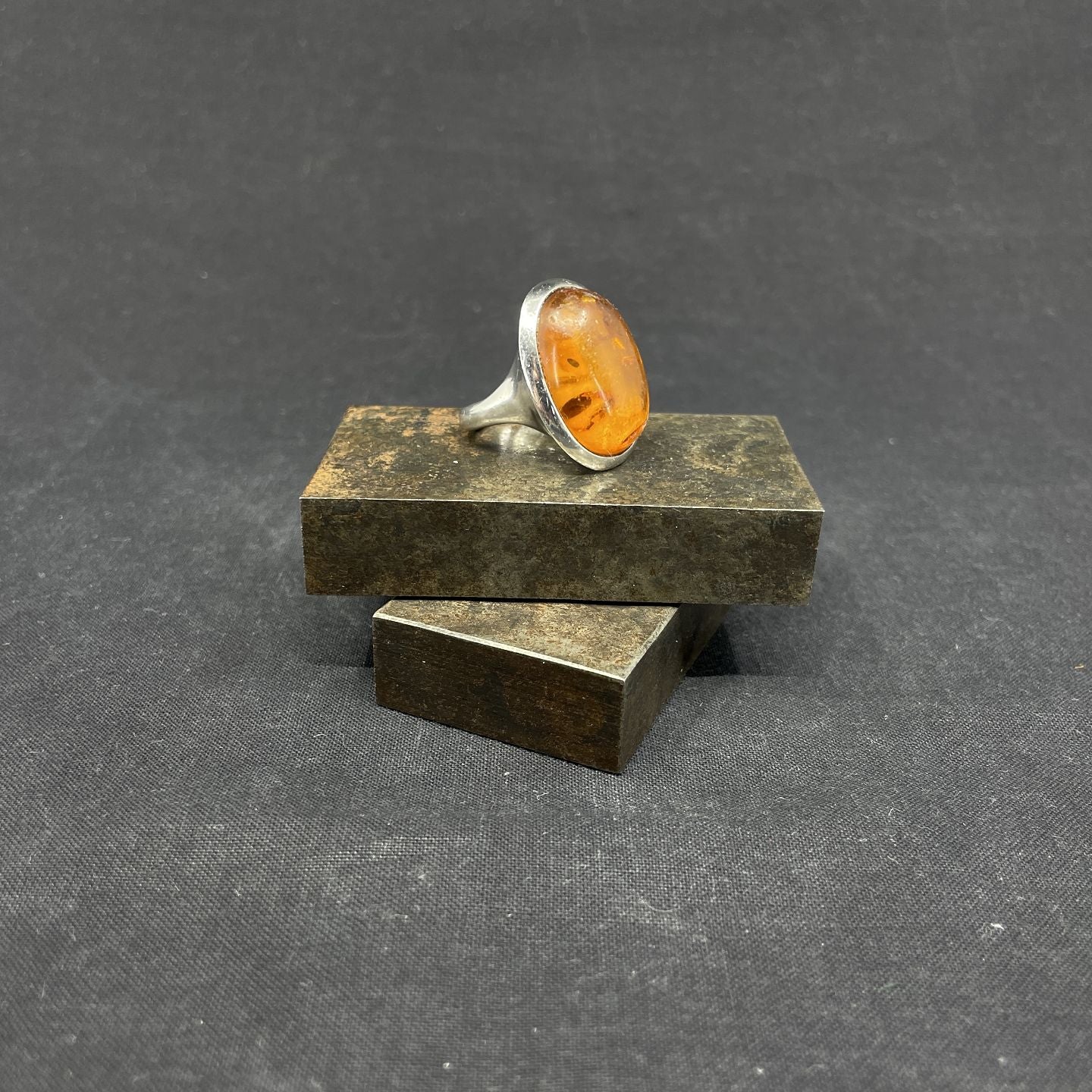 Modern ring with amber