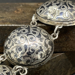 Russian silver watch chain – niello technique
