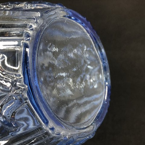 Søblå presseglas vase fra Holmegaard