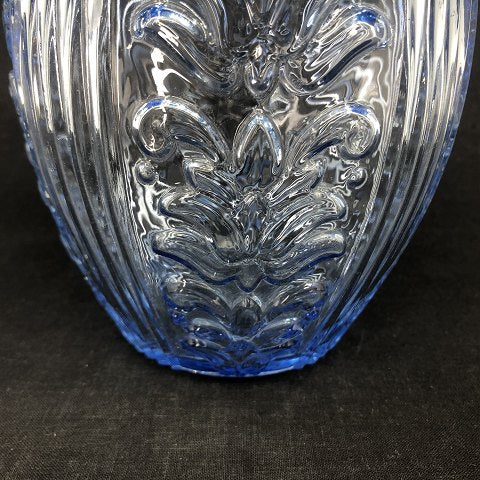 Søblå presseglas vase fra Holmegaard