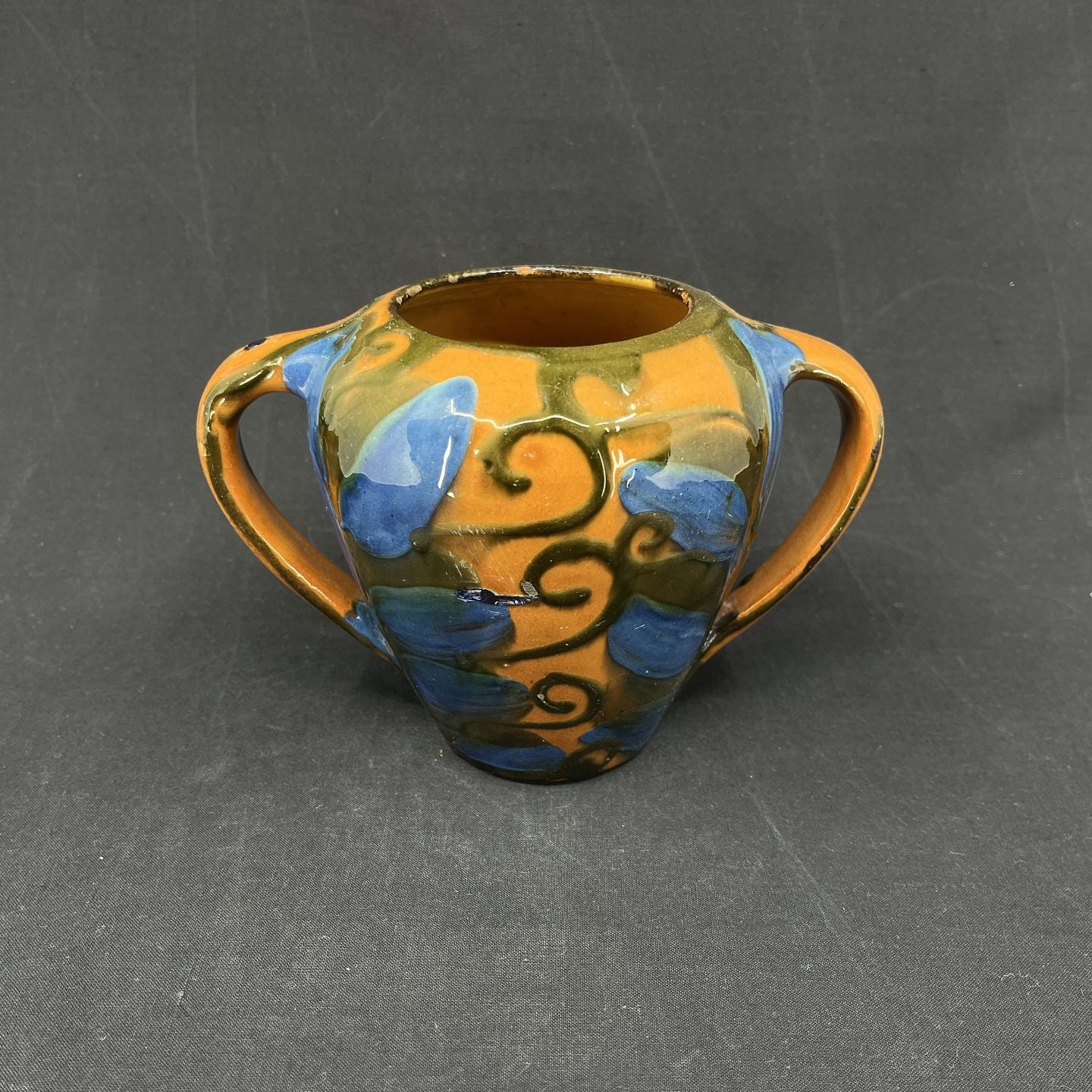 Beautiful Kähler vase with brown and blue decoration