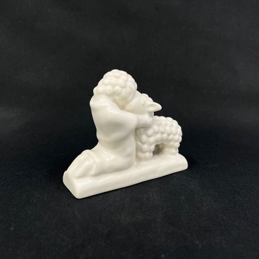 Hvidglaseret figur fra L. Hjorth - Jesus med lam