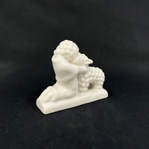 White glazed figurine from L. Hjorth - Jesus with lamb