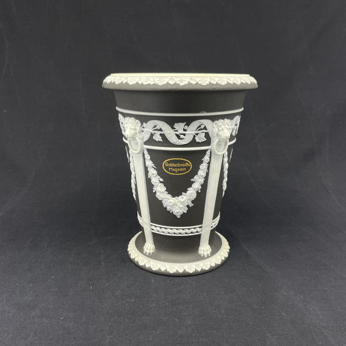 Black Jasperware vase, Goldschmidts Magasin