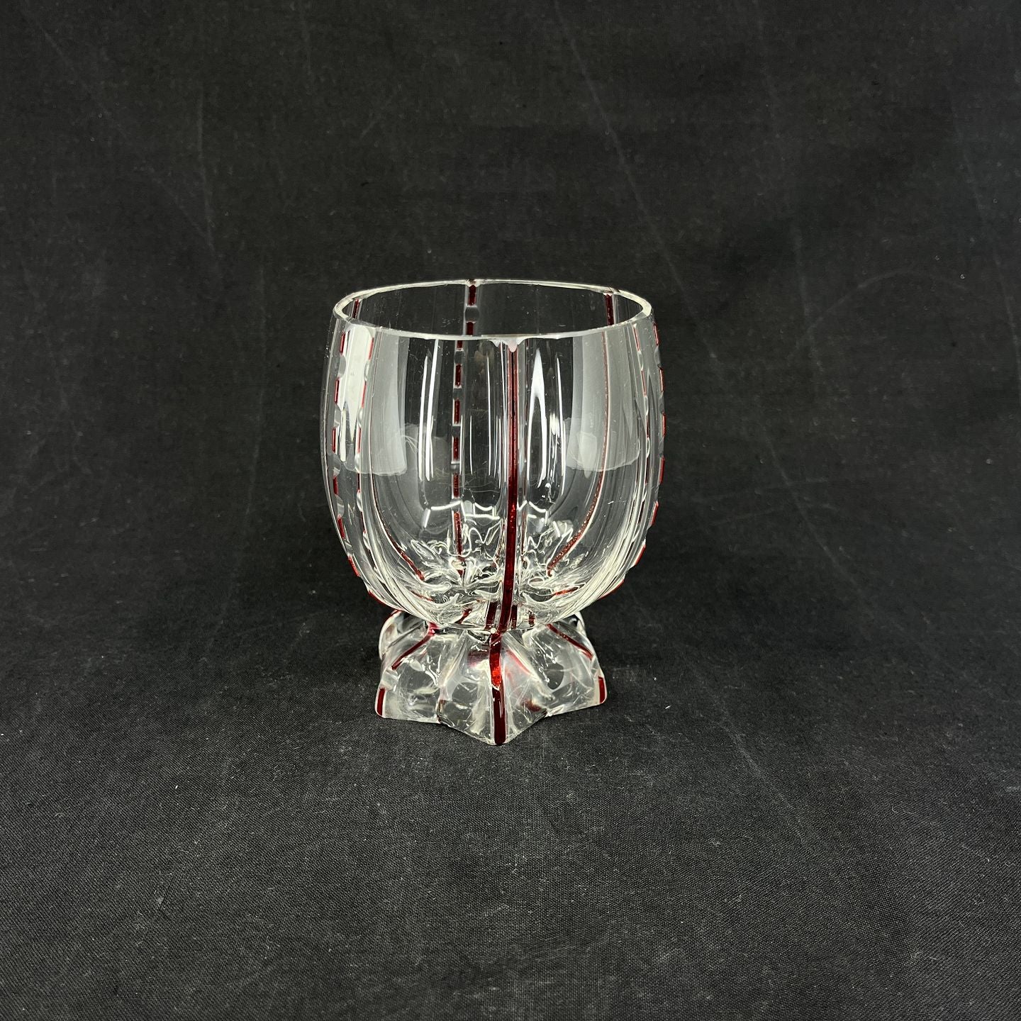 Wide vase with red applied bands from the 1920s
