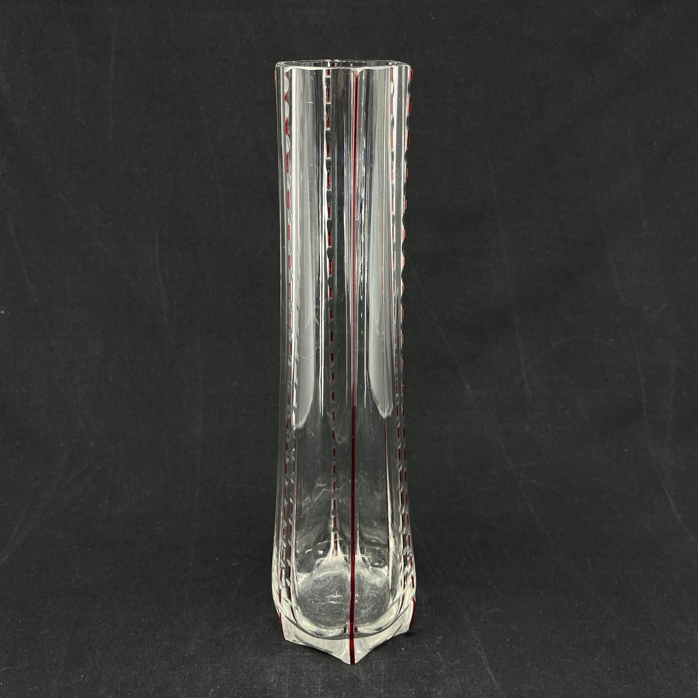 Tall slim vase with red details