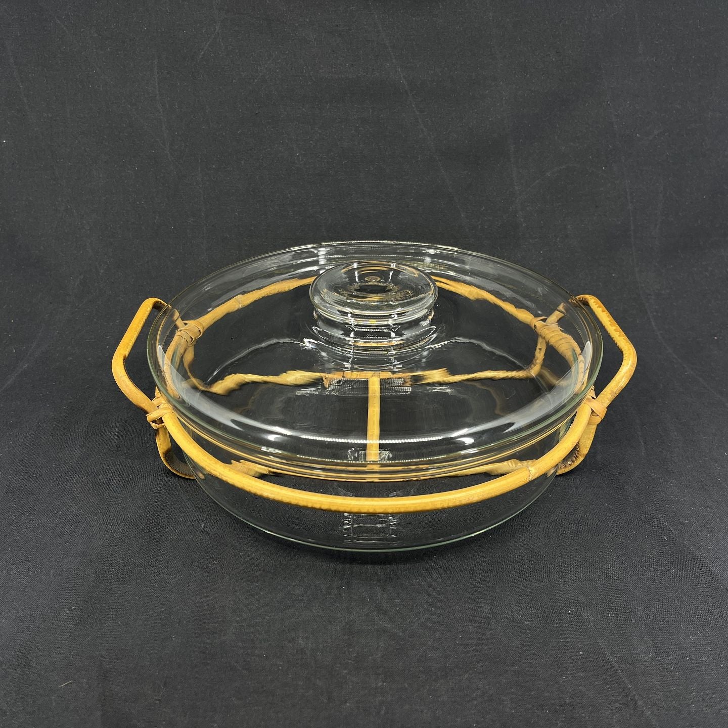 Glass lidded dish with base holder
