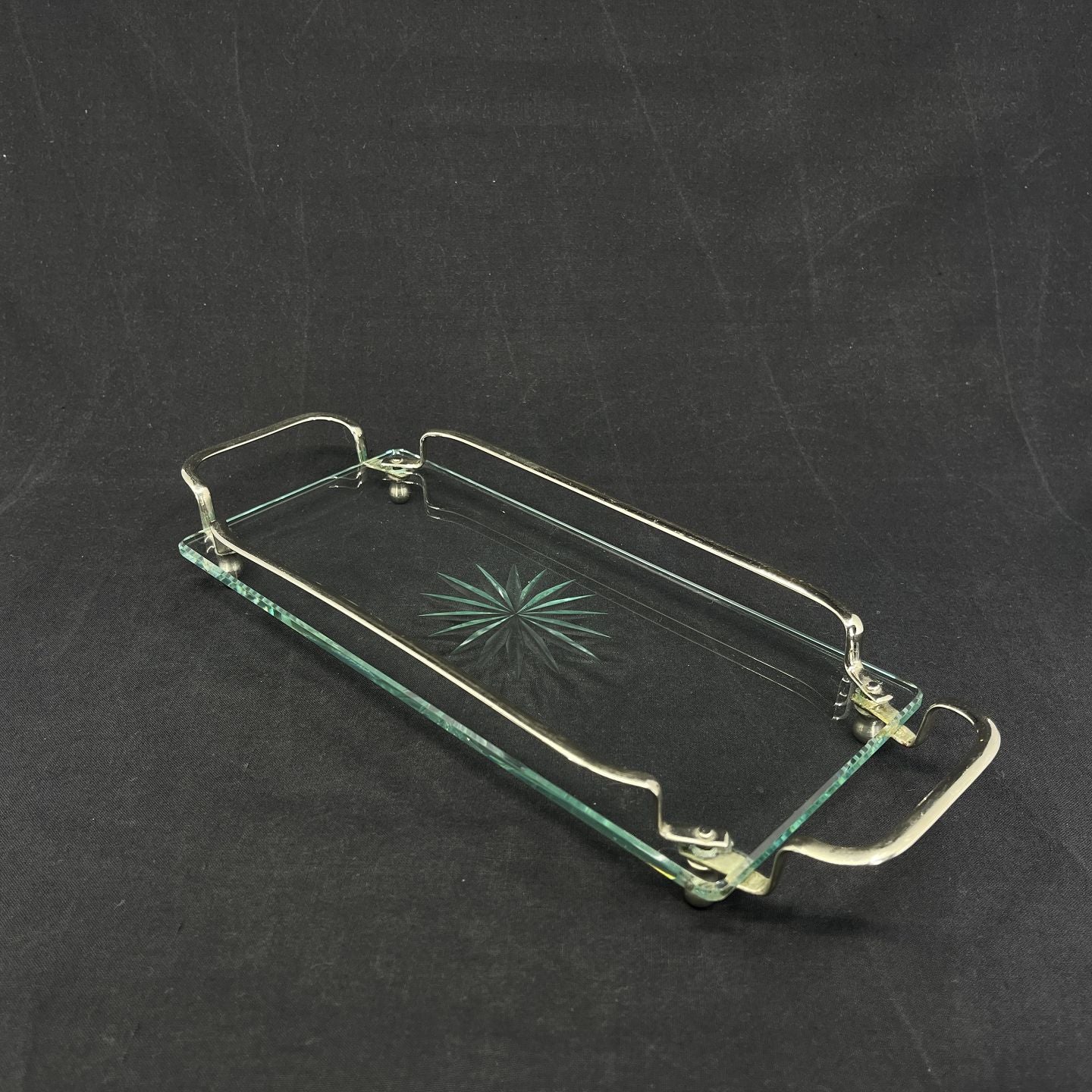 Oblong art deco glass tray