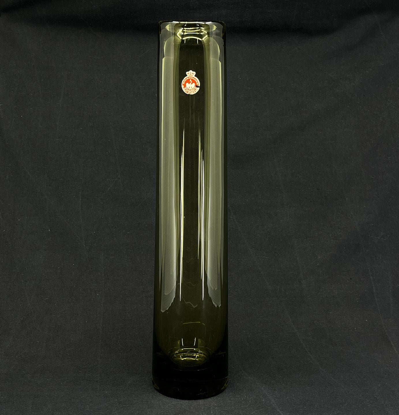 Olive cylinder vase, 36 cm.