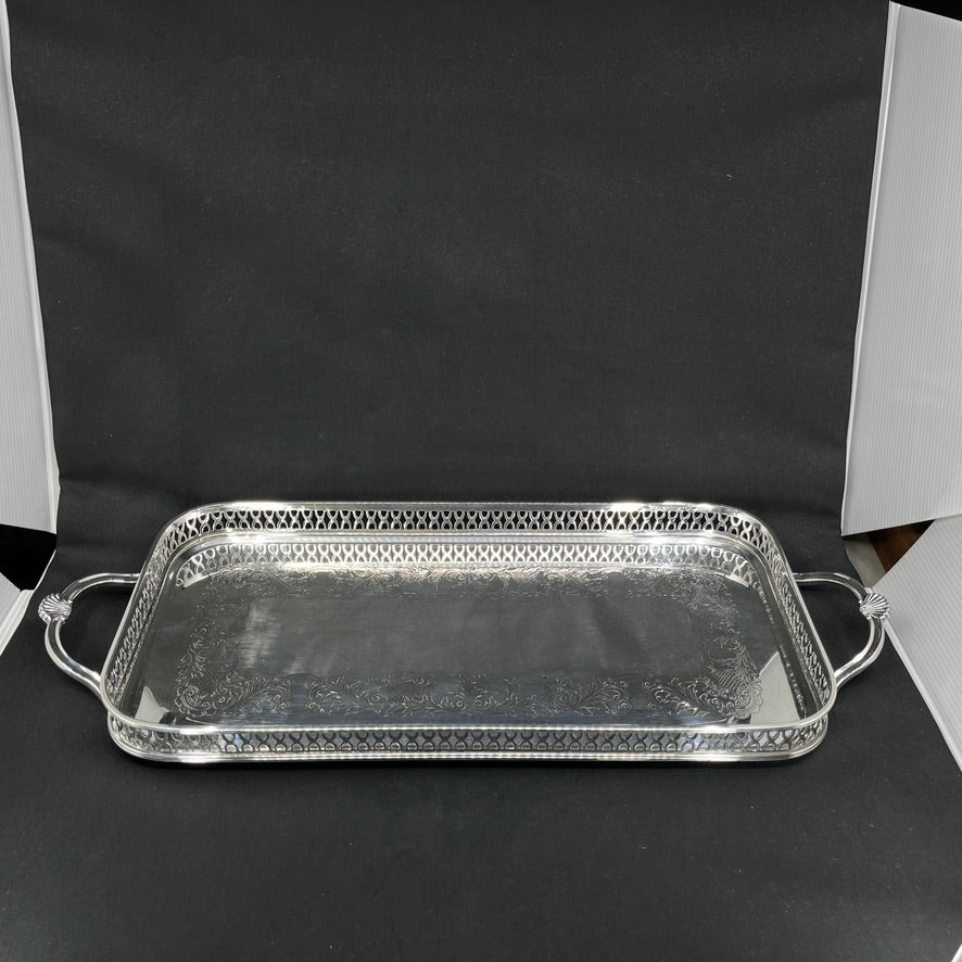 Oblong silver-plated English tray
