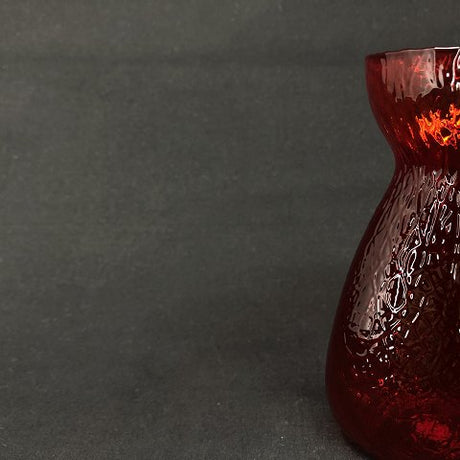 Rødt hyacintglas fra Fyens Glasværk