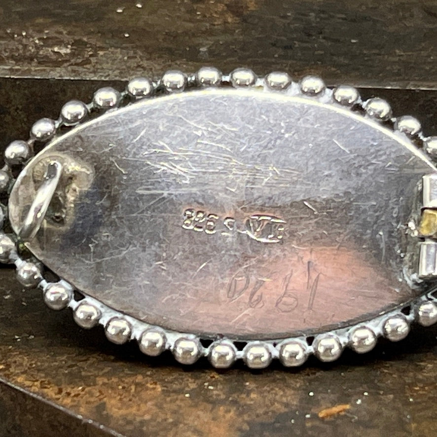 Art deco broch med rav fra 1930'erne