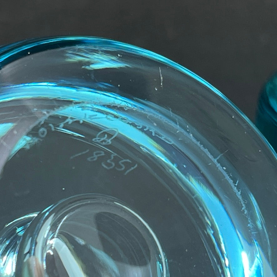 A pair of candlesticks from Holmegaard – Lagoon Blue