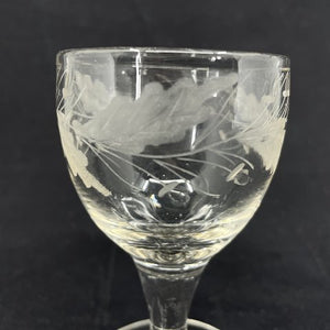 Wine glass with oak leaves