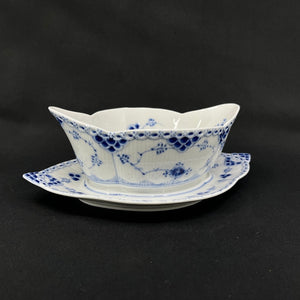 Blue Fluted Half LAce gravy boat, 1/587, 1. assort.