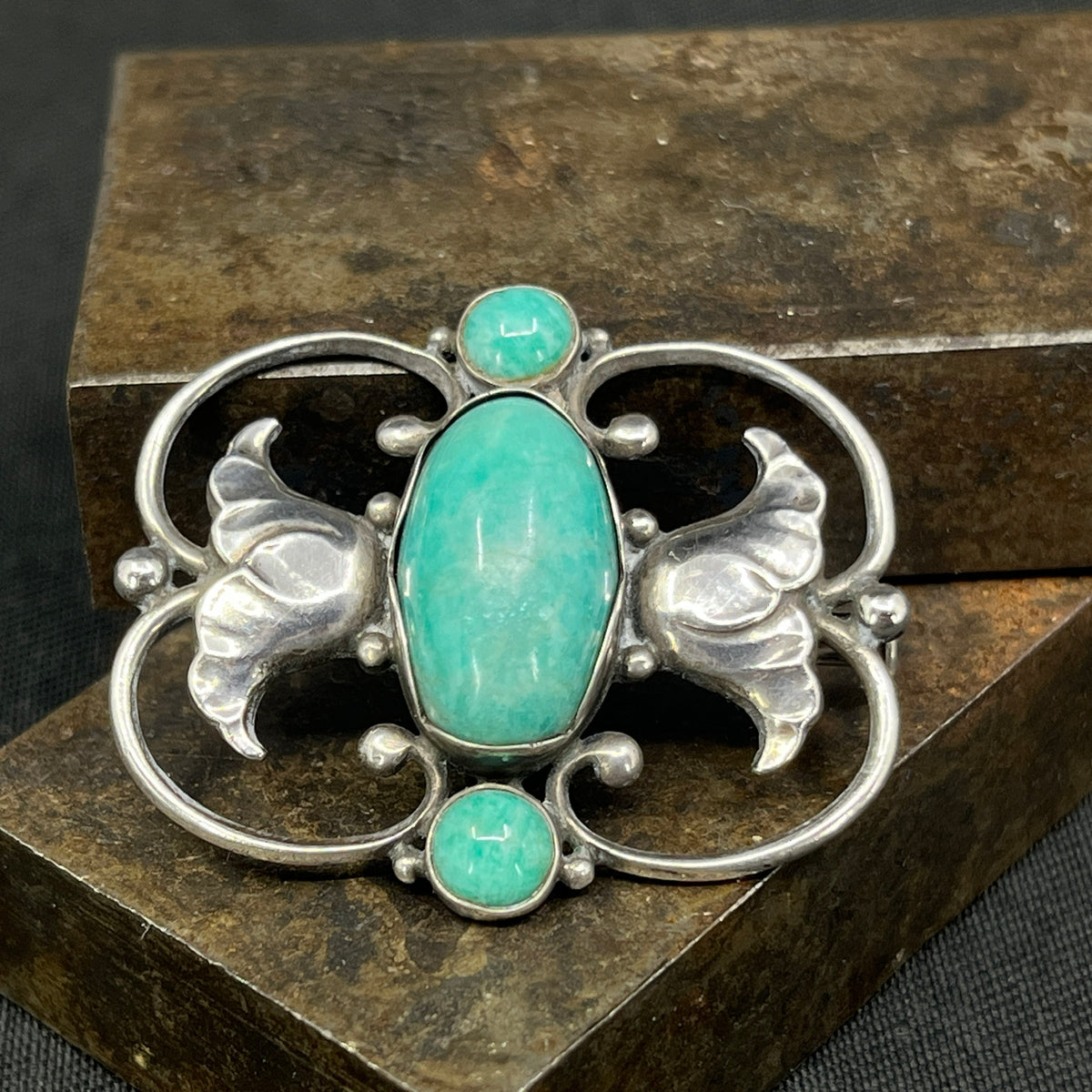 Georg Jensen broche med amazonit, No. 236