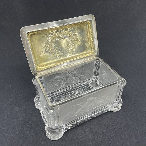 19th century crystal box with silver lid