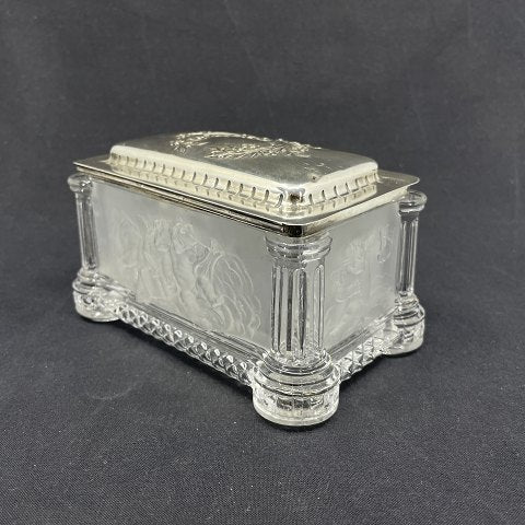 19th century crystal box with silver lid