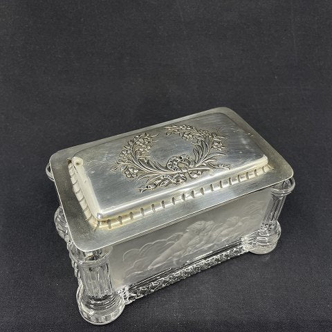 19th century crystal box with silver lid