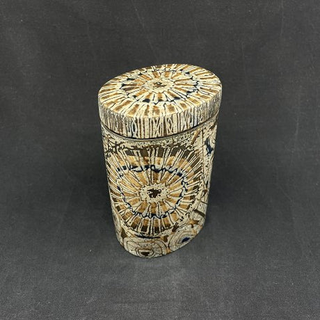 Rare oval Baca jar with lid