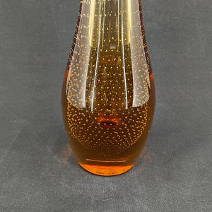 Gylden orange orkidevase fra Kastrup Glasværk