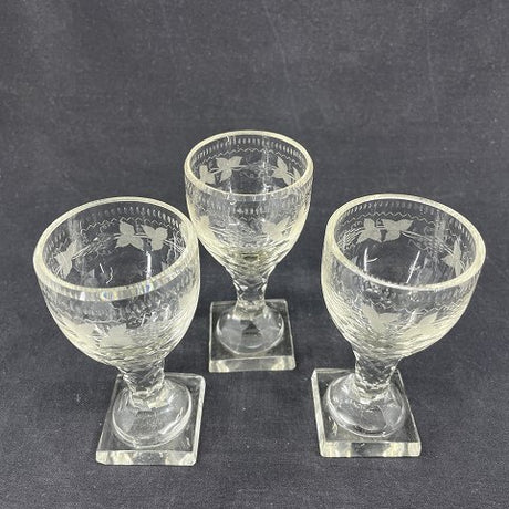 3 finely ground glasses from the 1850s
