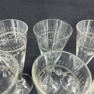 Sæt på 9 svenske champagnefløjter fra 1800 tallet