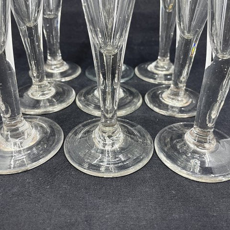 Set of 9 Swedish champagne flutes from the 19th century