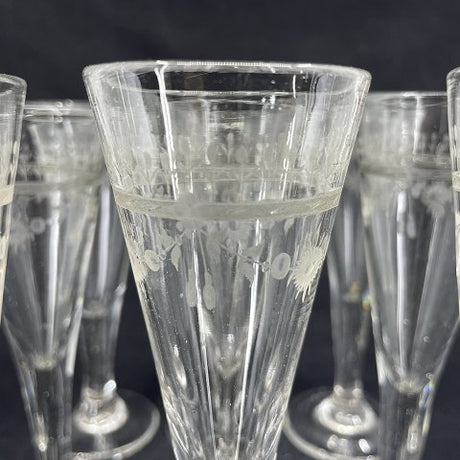 Set of 9 Swedish champagne flutes from the 19th century