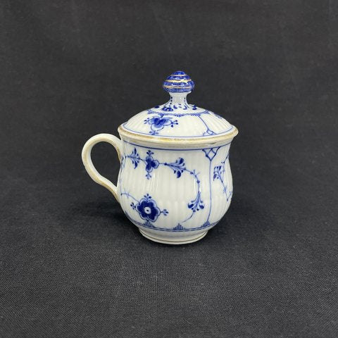 Mussel painted Fluted mustard jar with gold edges