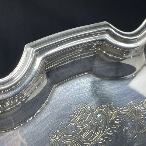 Large English tray in silver stain