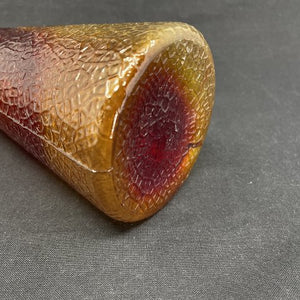 Rød-orange hyacintglas fra Fyens Glasværk, model fra 1924