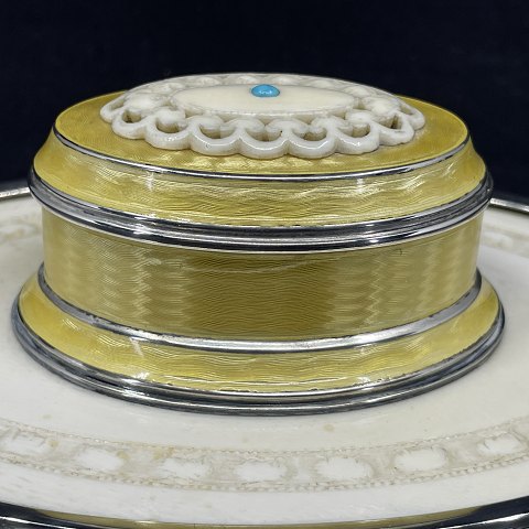 Rare inkwell with enamel and ivory