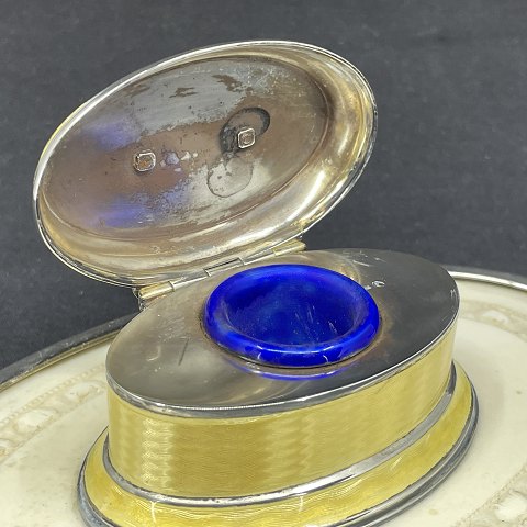 Rare inkwell with enamel and ivory