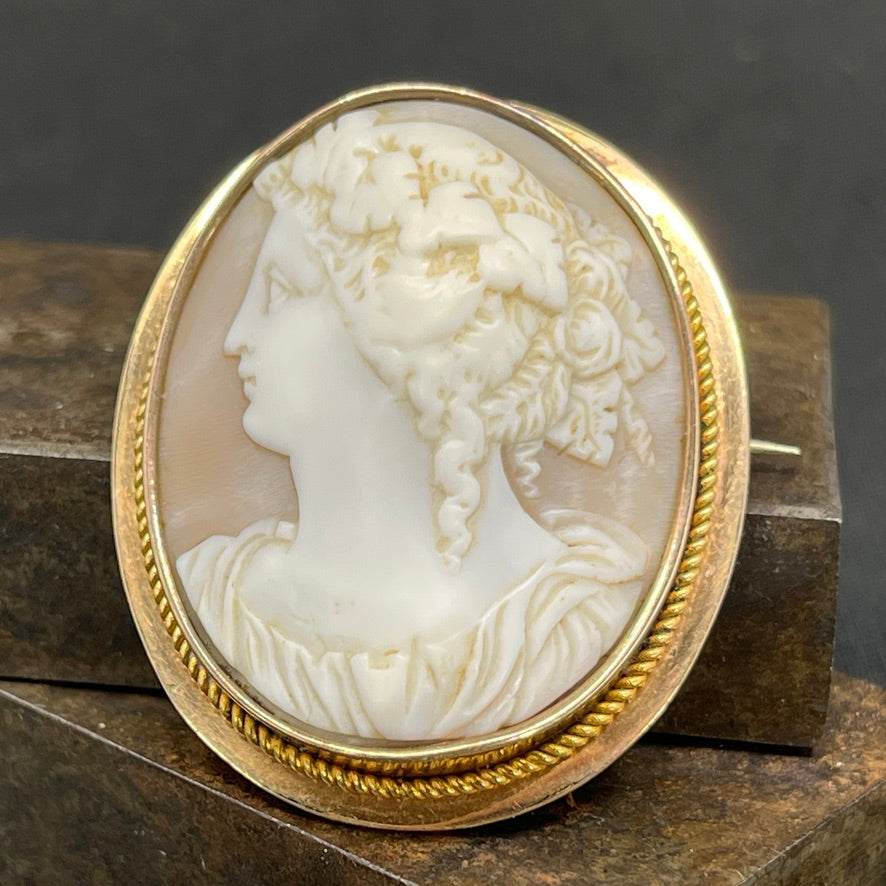 Came broche fattet i guld