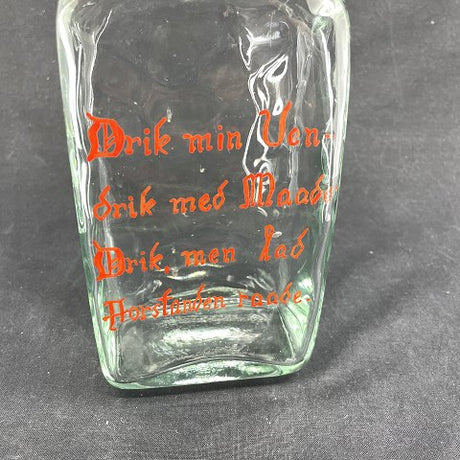 Enamel painted canteen bottle from Holmegaard, drink in moderation