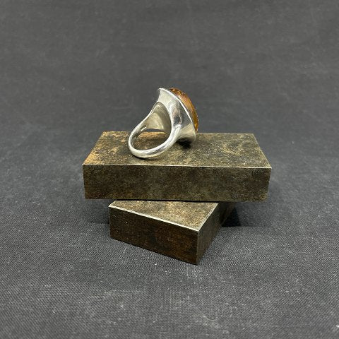 Modern ring with amber