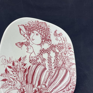 Bjørn Wiinblad plate - Sophie, red