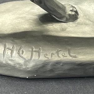 Rare black L. Hjorth figure of wolf