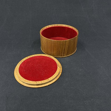 Æske i teak med rød velour fra 1960'erne