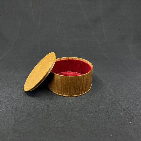 Æske i teak med rød velour fra 1960'erne