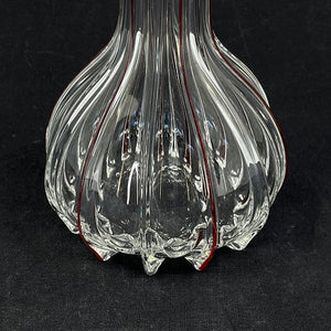 Tall vase with red decoration and grinding