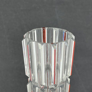 Tall vase with red decoration and grinding