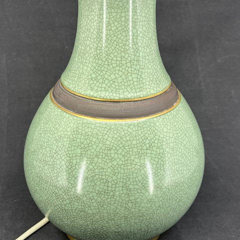 Large green craquele table lamp from Royal Copenhagen