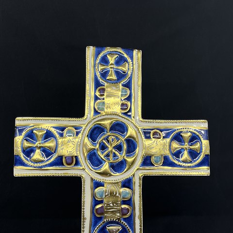 Aluminia gilded cross, white