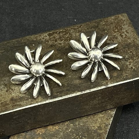 Art deco ear clips in silver