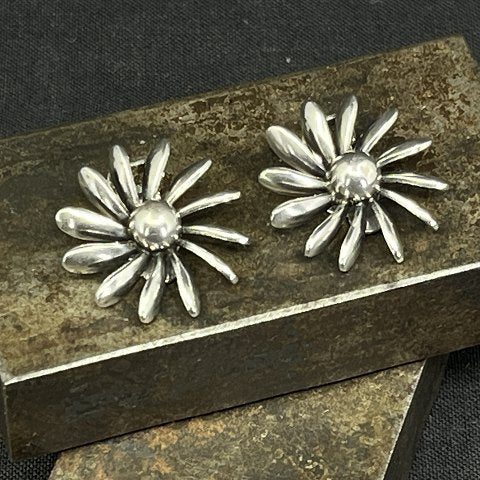 Art deco ear clips in silver