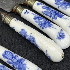 Set of 6 Blue Flower lunch knives